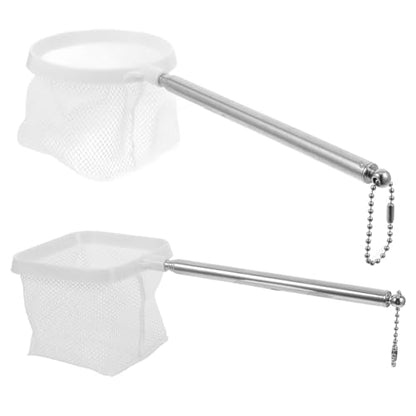 2pcs Aquarium Fish Net, 9.45" to 22.2" Long Handle, Handheld Fine Mesh Tank Scoop Net, Telescopic Cleaning Accessory for Aquatic Plants and Fish Debris
