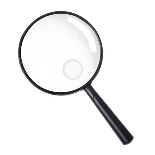 Handheld Reading Magnifier, 10X Magnifier, 110mm Shatterproof Lens, Adults Close Work Non-Slip Handle for Seniors Reading and Nature Exploration(Black) - color: Black, size: 110mm