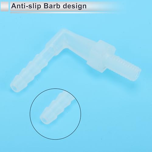 5 Pcs Plastic Hose Barb Fitting 90° Elbow 5/32" Hose Barb M6 Male NPT Barbed Adapter Clear PP - size: 5/32"-M6