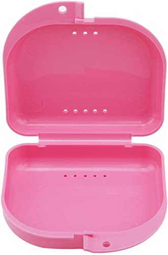 Mouth Guard Case Orthodontic Retainer Box Denture Storage Container, Pink Durable and Professional