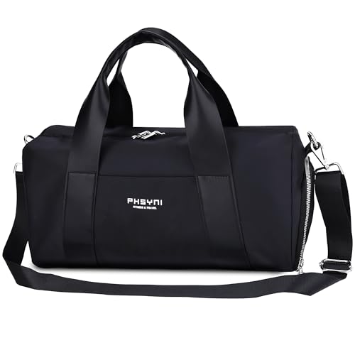 16" Gym Bag for Women,with Shoes Compartment and Waterproof Pocket(Black) - color: Black, size: 16" Small Size