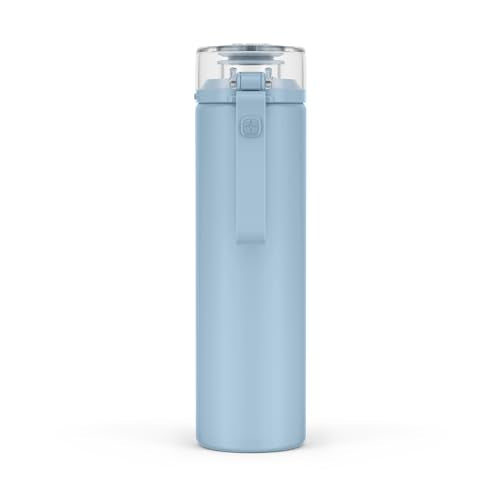 Ello Syndicate 20oz Glass Water Bottle with Flip Lid and Sleeve, Tech Blue - color: Tech Blue, size: 20 Ounces