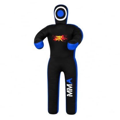 MMA Practice Dummy (Standing Position) for Boxing, Fighting, Throwing, Grappling, Karate, jiu-Jitsu, Wrestling Training - UNFILLED - color: Black/Blue Canvas, size: 70" (inches)