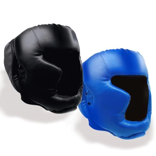 2 Pack Boxing Headgear for Men and Women, Adjustable Sparring Head Guard for Boxing, MMA, Kickboxing, Muay Thai and Taekwondo Training - color: Black,Blue