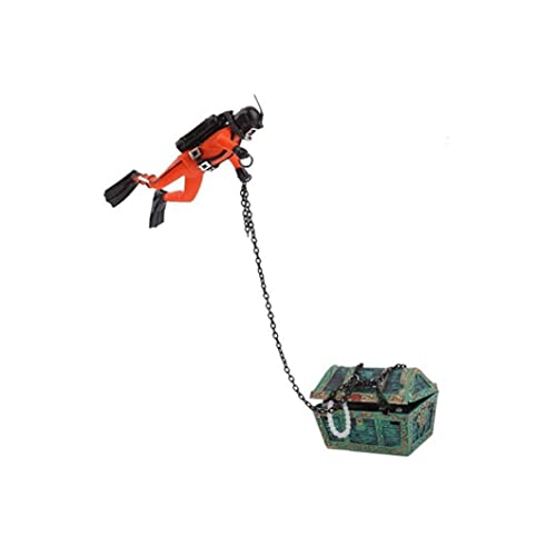 Undersea Treasure Chest Diver Artificial Fish Tank Ornaments Aquarium Ornament, Underwater Decor Fish Tank Decoration