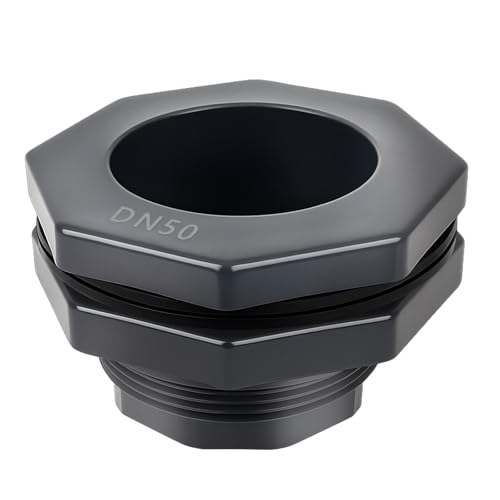 1 Pcs 2 Inch Bulkhead Fitting PVC - Heavy-Duty Plumbing Kit for Water Tank, Aquariums, Rain Barrels & Pools with Reinforced Seals (Female/Internal Thread, Requires 3-1/2" Hole Saw) - size: 2 Inch
