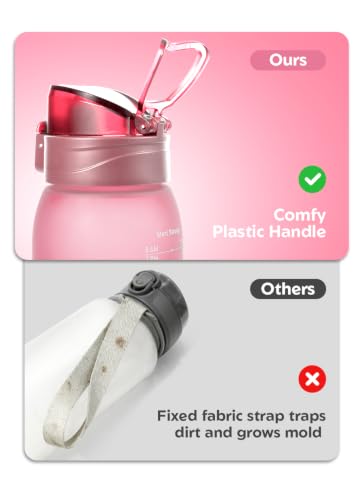 Opard Zip 32oz Plastic Water Bottle Dishwasher Safe, Leakproof Flip-Top Lid, BPA Free Tritan, Wide Mouth Reusable Sports Water Bottle for Gym Hiking Commuting Outdoor Travel and School - color: Sakura Pink, style: 32 Ounces
