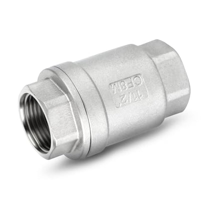 1PCS 304 Stainless Steel 1-1/2" Female Vertical Check Valve，Backflow Prevention, One Way Spring Check Valves CF8 WOG 1000 - size: 1-1/2"(Vertical)