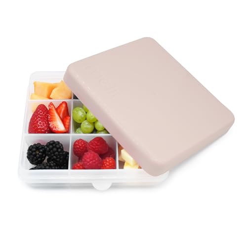melii Snackle Box – Divided Snack Container, Food Storage for Kids, Removable Dividers, Arts & Crafts, Beads, BPA-Free – 9 Compartments - Oatmilk