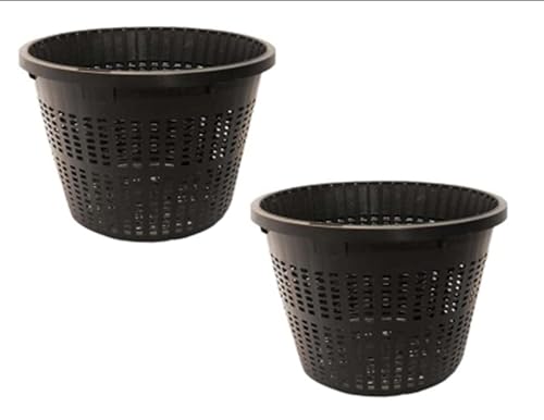 Pond H2o 8" (20cm) Round Water Garden Aquatic Plastic Mesh Pond Plant Flower Basket, Value 2 Pack, Planting Lily Pot Bin, Slotted Mesh Net Planter Pots Baskets Aquaponics, Hydroponics