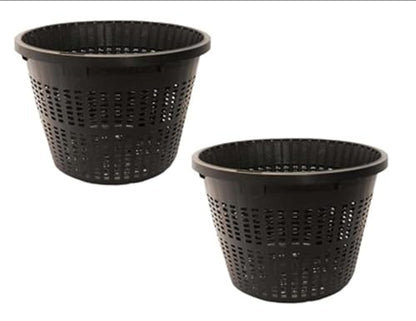Pond H2o 8" (20cm) Round Water Garden Aquatic Plastic Mesh Pond Plant Flower Basket, Value 2 Pack, Planting Lily Pot Bin, Slotted Mesh Net Planter Pots Baskets Aquaponics, Hydroponics