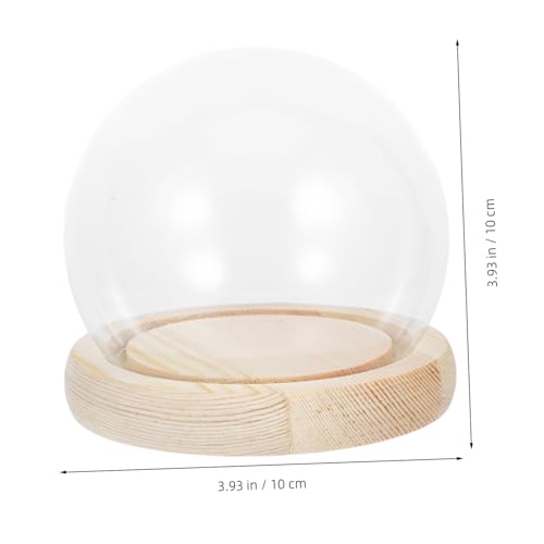 Happyyami Glass Cover Pedestal Showcase Clear Centerpiece Storage Fancy Dome Glass Display Case Flower Aquarium Glass Globe Preserved Flower Covers Display Cases for Collectibles Wood