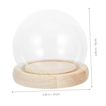 Happyyami Glass Cover Pedestal Showcase Clear Centerpiece Storage Fancy Dome Glass Display Case Flower Aquarium Glass Globe Preserved Flower Covers Display Cases for Collectibles Wood