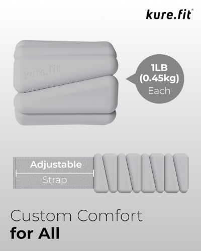 Pilates Wrist & Ankle Weights | Adjustable Weighted Bangles | 1LB/2LB Each - color: Gray, size: 1 LB