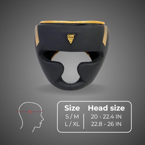 Titan Boxing Headgear, Training Head Guard, Protective Gear for MMA, Kickboxing, Muay Thai - color: GOLD, size: Large-X-Large
