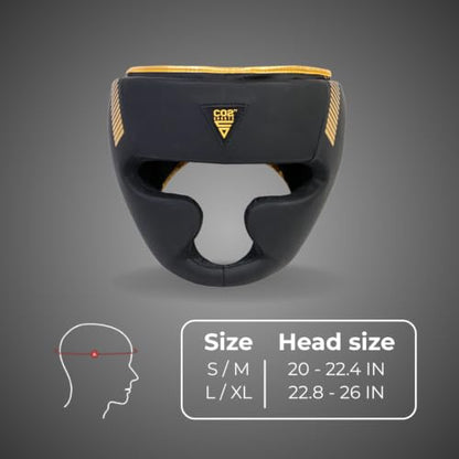 Titan Boxing Headgear, Training Head Guard, Protective Gear for MMA, Kickboxing, Muay Thai - color: GOLD, size: Large-X-Large