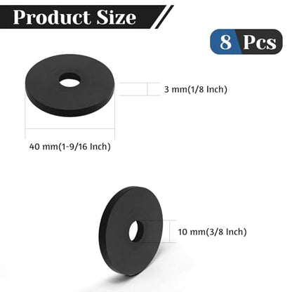 8 PCS Multi Purpose Rubber Spacer, 1-9/16" OD x 3/8" ID x 1/8" Thickness Rubber Washers for Screws, Anti Vibration Pads for Bolts, Car, Boat, Home (40 * 10 * 3mm) - size: 1-9/16" OD x 3/8" ID x 1/8" Thickness
