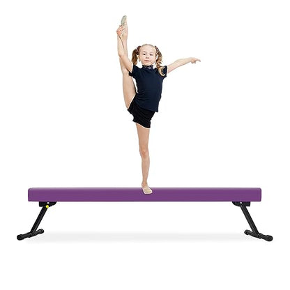 EL&IT·Wings 8FT Gymnastic Balance Beam for Kids, Adjustable Balance Beam with Leg, High and Low Level Floor Beam, Gymnastics Equipment for Home and Gym Center, Aubergine