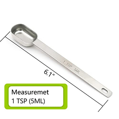3PCS 1tsp (1/3tbsp, 5ml) Single Measuring Spoon, Stainless Steel Long Handle Individual Teaspoons Only - size: 1tsp|1/3tbsp|5ml|1/6oz
