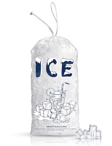 100 Pack Plastic Ice Bags 5 lb, Heavy-Duty Ice Bags 17 x 9 inch with Drawstring(2 Mils Thickness)