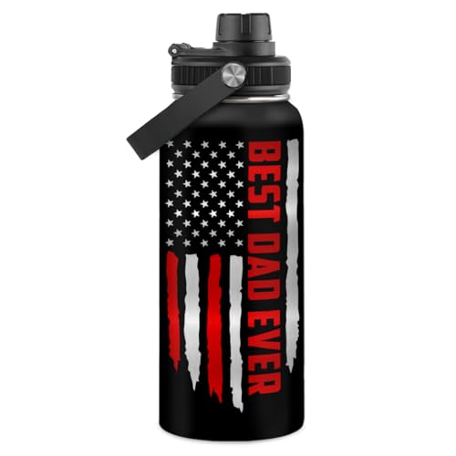 Best Dad Ever Water Bottle 32oz Stainless Steel Insulated Water Bottles - Gifts for Dads Daddy Father Papa from Son Daughter - Fathers Birthday Christmas - color: Dad 4