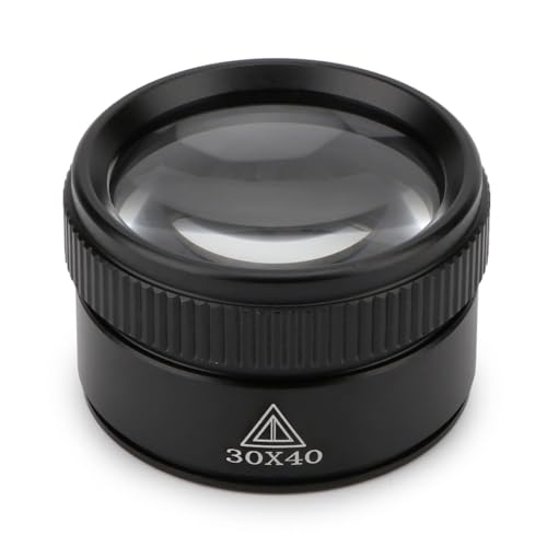Rongon 30X Portable Pocket Reading Magnifier Optics Loupes Mini Desk Magnifier Loop Microscope Magnifying Glass Lens for Jeweler Stamps Maps Antiques Magazines Electronics (30X 40MM) - size: 30X40MM