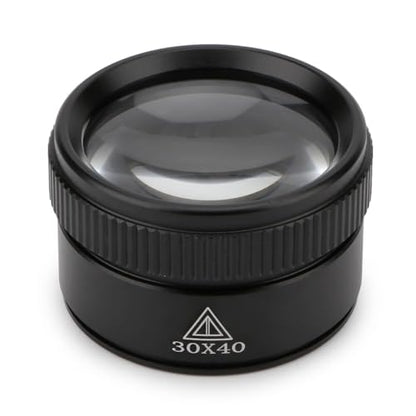 Rongon 30X Portable Pocket Reading Magnifier Optics Loupes Mini Desk Magnifier Loop Microscope Magnifying Glass Lens for Jeweler Stamps Maps Antiques Magazines Electronics (30X 40MM) - size: 30X40MM