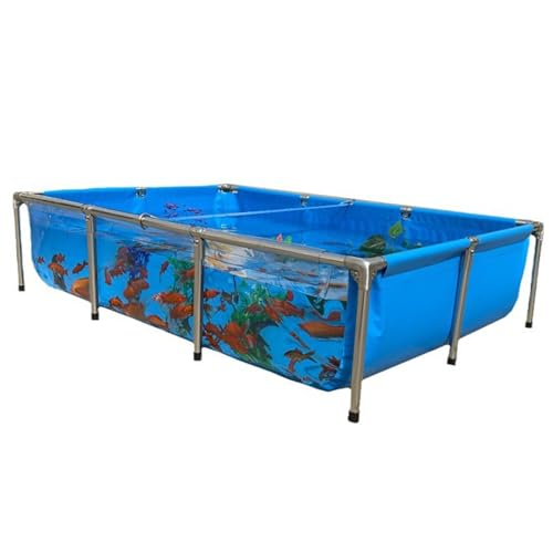 PVC Canvas Liners Above Ground Koi Fish Pond with Transparent Viewing Window and Stainless Steel Frame, Large Outdoor Aquarium Fish Tank for Turtle/Goldfish Farming, Foldable(39.3"x23.6"x11.8") - size: 39.3"x23.6"x11.8"
