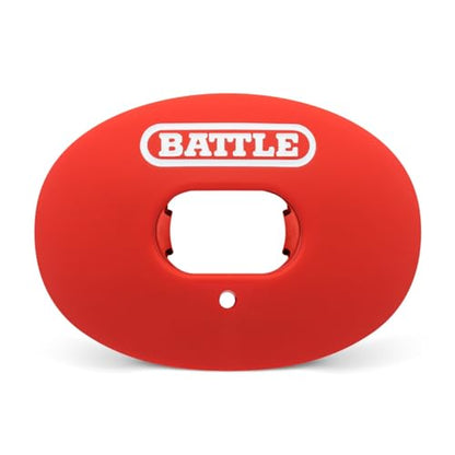 Battle Oxygen Lip Protector Mouthguard with Convertible Strap – Football and Sports Mouth Guard – Maximum Oxygen Supply – Mouthpiece Fits With or Without Braces – Impact Shield Covers Lips and Teeth - color: Red