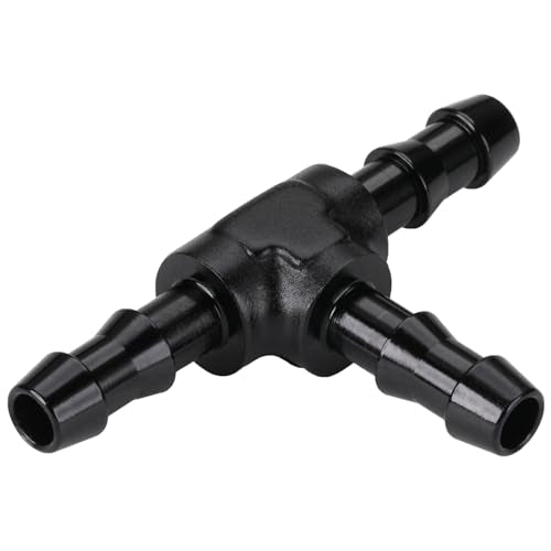 1/4" 6mm Hose Barb Tee T Fitting Adapter Aluminum Black - size: 6mm