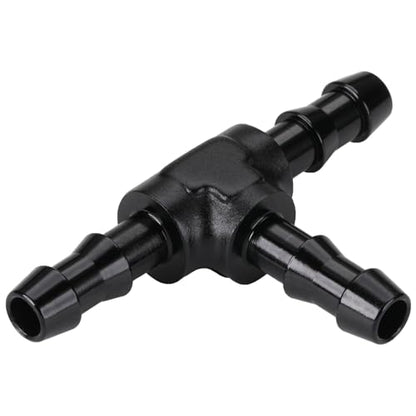 1/4" 6mm Hose Barb Tee T Fitting Adapter Aluminum Black - size: 6mm