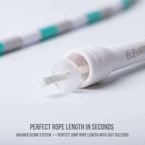 Elevate Rope Beaded Jump Rope, 1 in Beads, 10 ft Adjustable, Segmented - color: WHITE/TEAL/GREY