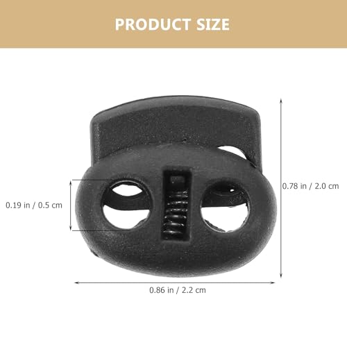 DOITOOL 200 Pcs Black Double Hole Spring Cord Locks Adjustable Drawstring Toggles Replacement Bungee Rope Cord Stopper for DIY Crafts Bags Backpacks