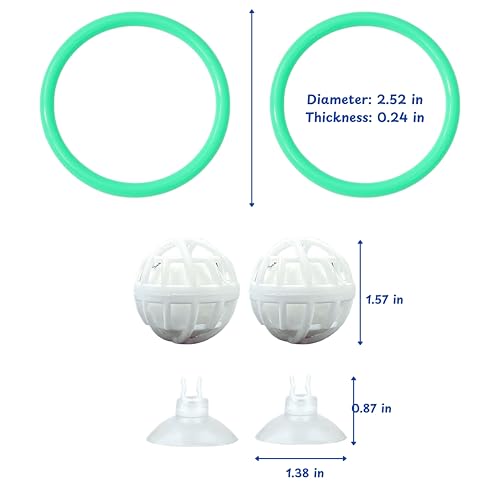 Betta Fish Exercise Ring and Filter Balls Set, Fish Feeder Ring and Nitrifying Ball, Betta Fish Toys for Small Tank, Betta Ring, Beta Fish Training Loop, Aquarium Toys for Pets Turtle (Green, M-70mm)