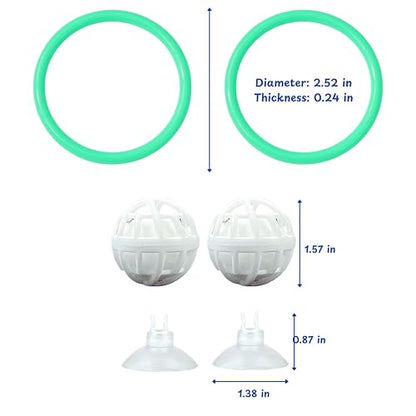 Betta Fish Exercise Ring and Filter Balls Set, Fish Feeder Ring and Nitrifying Ball, Betta Fish Toys for Small Tank, Betta Ring, Beta Fish Training Loop, Aquarium Toys for Pets Turtle (Green, M-70mm)