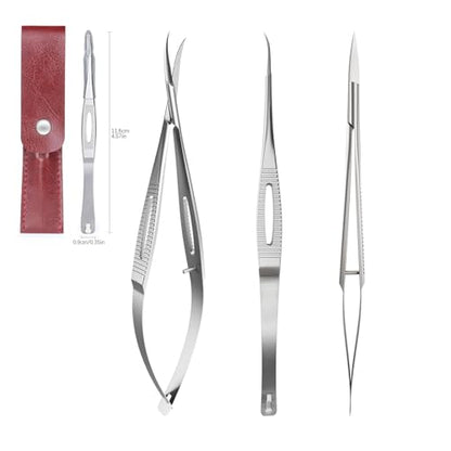 Cuticle Scissors, Professional Curved 15° Blade Stainless Steel, Ultra Sharp for Precision Nail Grooming, Eyebrow Shaping, and Sewing Thread Snips, with Travel Case