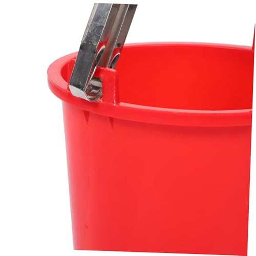 Heavy-Duty Utility Bucket Stainless Steel Grip Handle Versatile Mopping and Cleaning Pail for Home Fishing and Camping Vibrant Red Stand for Easy Use