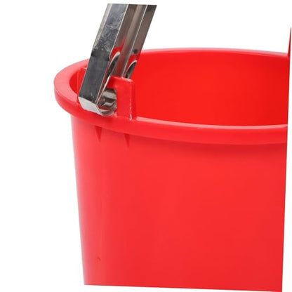 Heavy-Duty Utility Bucket Stainless Steel Grip Handle Versatile Mopping and Cleaning Pail for Home Fishing and Camping Vibrant Red Stand for Easy Use