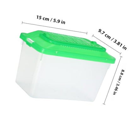 NUOBESTY Portable Turtle Tank and Plastic Fish Bowl Handheld Reptile Carrier with Green Medium Aquarium Box for Travel and Pet Transport
