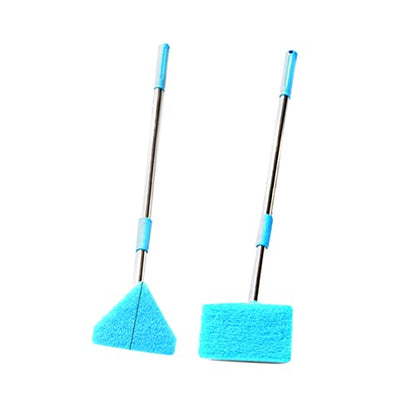 2 Pcs Cleaning Brush Fish Tank Scrubbing Upholstery Cleaner Bucket Dryer Vent Grout Cleaner Sponges Aquarium Tools Fish Net Cleaner Brush with Long Handle Blue