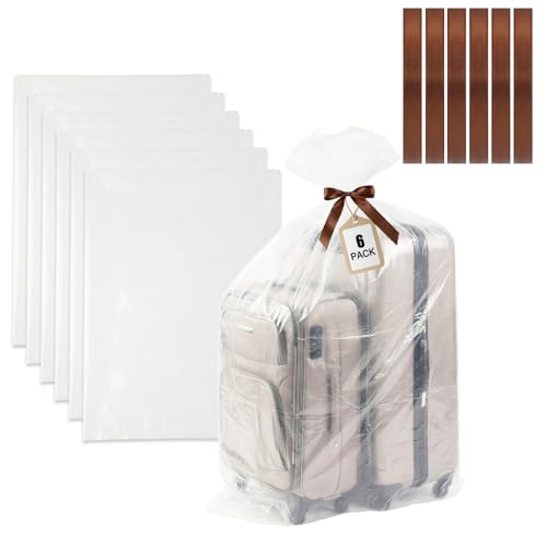 6 Pack 40x60 in Extra Large Clear Plastic Bags, Large Plastic Storage Bags for Furniture Cover & Moving Protection for Luggage, Suitcase, Furniture, Chair (Include 6 Ties)