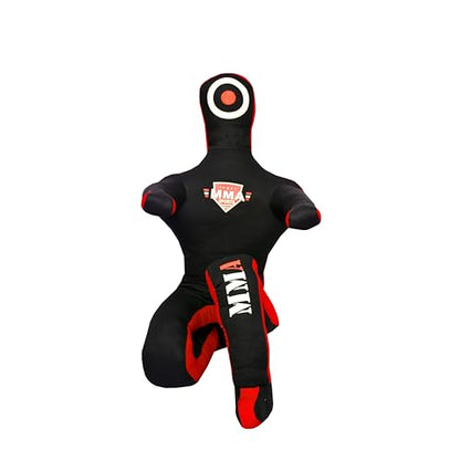 Kids Grappling Standing Dummy - Unfilled – Wrestling, Jiu-Jitsu, MMA Training Dummy with Moveable Arms and Legs – Durable Polyester Fabric - color: Black-Sit, size: 6 ft-72 Inch