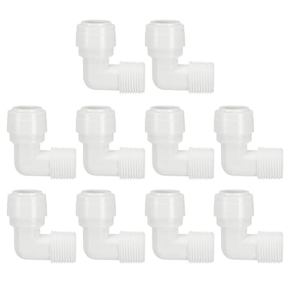 PATIKIL Water Purifier Elbow Connector 3/8" NPT Female x 1/4" OD Tube, 10 Pcs Quick Push to Connect Tube Fitting for RO/DI Reverse Osmosis Water Filter Purifier Plumbing System, White