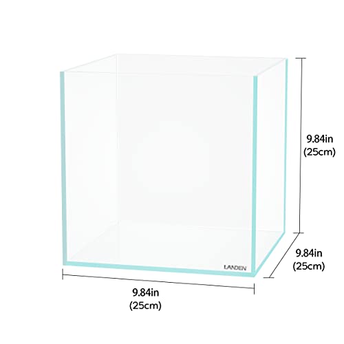 25C 3.7 Gallon Cube Rimless Low Iron Aquarium Tank, W9.84×D9.84×H9.84 in(25x25x25cm) 5mm Thickness with Nano Foam Leveling Mat Included - size: 3.7Gal W9.84×D9.84×H9.84 in(25x25x25cm)
