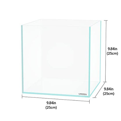 25C 3.7 Gallon Cube Rimless Low Iron Aquarium Tank, W9.84×D9.84×H9.84 in(25x25x25cm) 5mm Thickness with Nano Foam Leveling Mat Included - size: 3.7Gal W9.84×D9.84×H9.84 in(25x25x25cm)