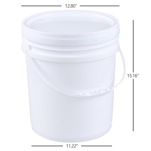 7 Gallon White Plastic Bucket Pail with Lid, Set of 4 Food Storage Bucket Containers with Plastic Handle