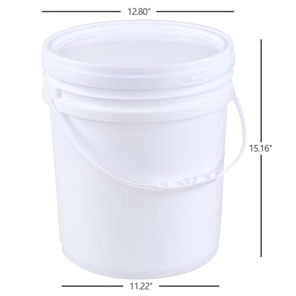 7 Gallon White Plastic Bucket Pail with Lid, Set of 4 Food Storage Bucket Containers with Plastic Handle