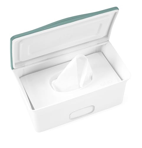 Ubbi Baby Wipes Dispenser with Weighted Plate and Secure Seal, Nursery and Baby Registry Essential to Keep Wipes Fresh, Open Water - color: Open Water Wipes Dispenser