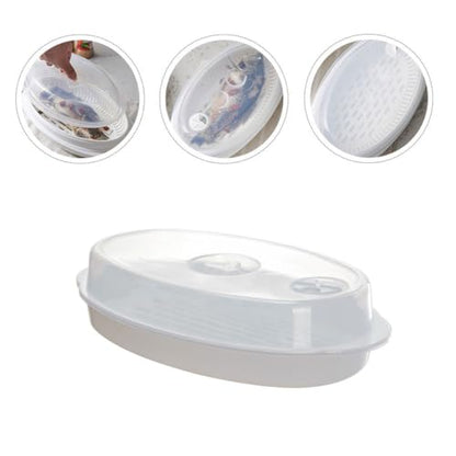 TOYANDONA Microwave Steamer Fish Plate with Lid, Food-Grade Plastic Steaming Dish for Quick Heat Transfer and Moisture Retention, Kitchen Gadget for Healthy Fish and Dumpling Cooking