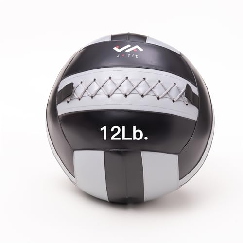 JFit Wall Ball – Premium Soft Weighted Exercise Ball for Strength, Conditioning, Gym & Home Workouts, 4-30 LB - color: Gray/Black, style: 12-Pound